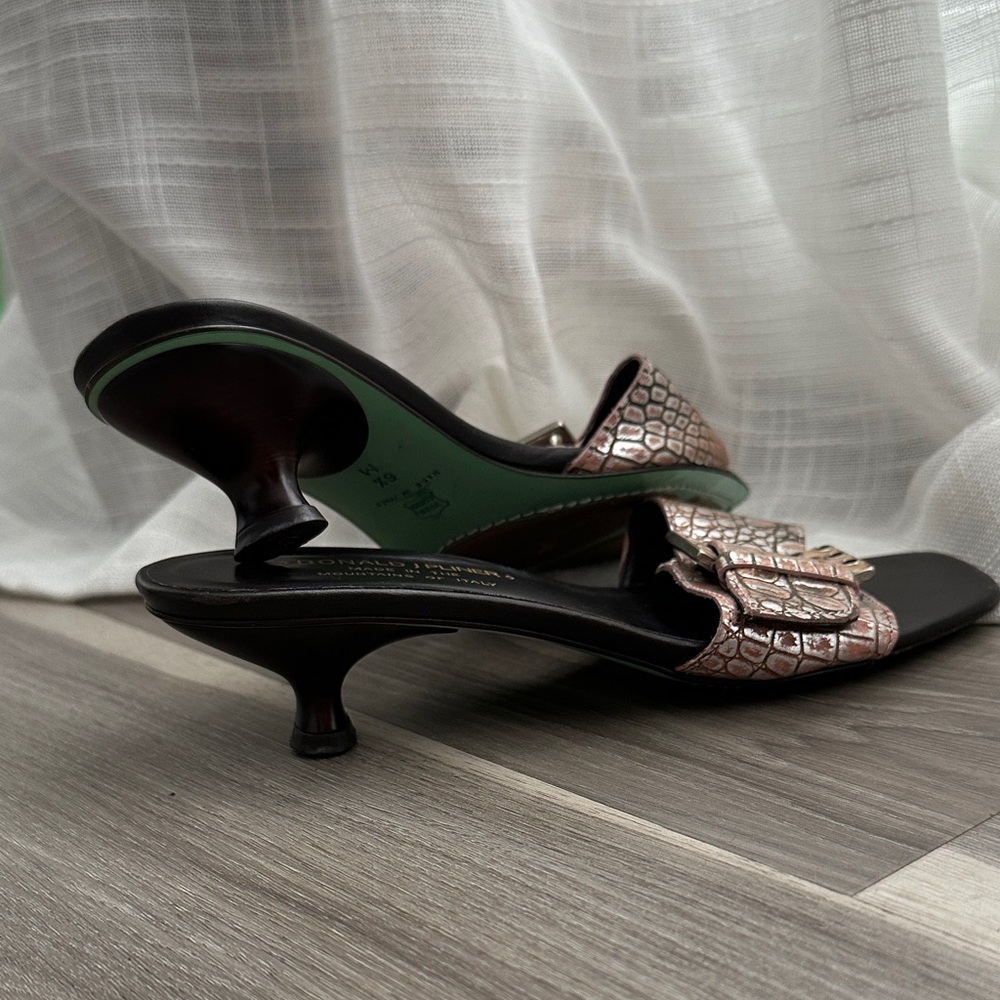 Donald J. Pliner Metallic Rose Gold Buckle Slide Mules - Picture 8 of 13